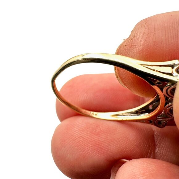 Womens Ring 14K Yellow Gold Diamond Vintage Wedding Anniversary 1 + ctw Size 9.5 - Picture 6 of 7